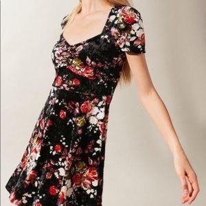 Urban Outfitters Black Velvet Floral Mini Dress
